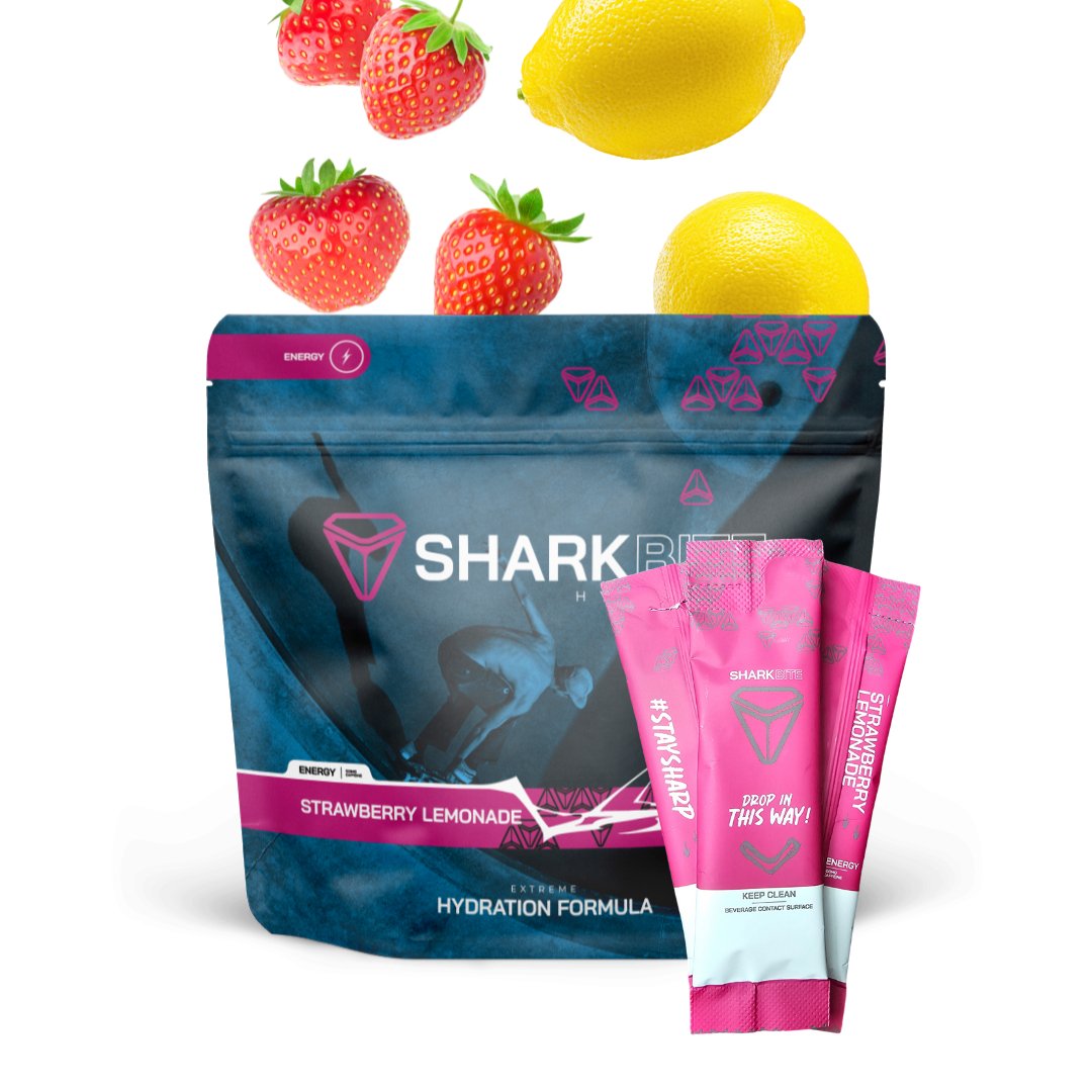 Image of STRAWBERRY LEMONADE Natural Caffeine - 24 Sticks - 24 Stick pack. | Sharkbite Hydration