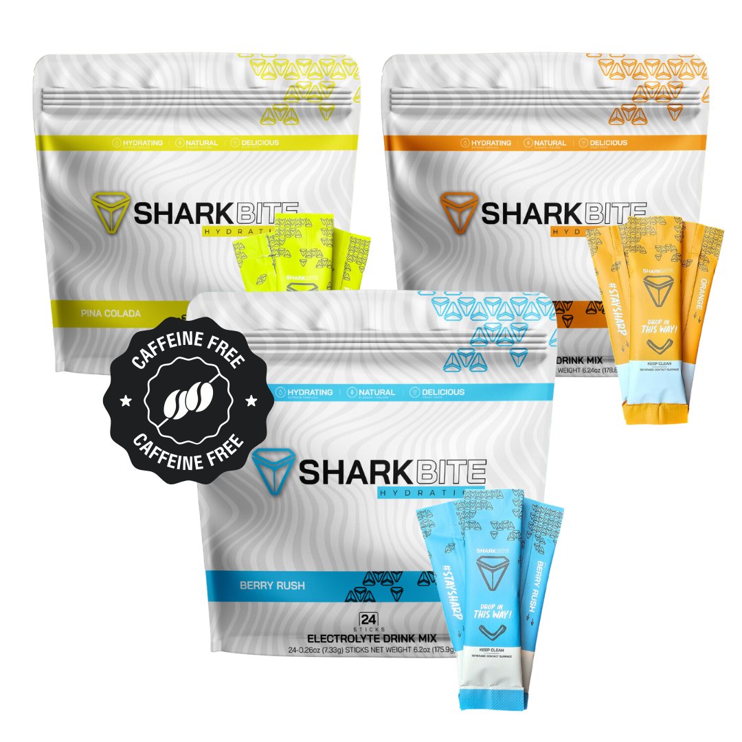 #sharkbite_hydration# - #Fruit_punch# - #pina_colada# - #orange# - #strawberry_lemonade# - #berry_rush# - #hydration# - #electrolytes# - #sports_hydration#